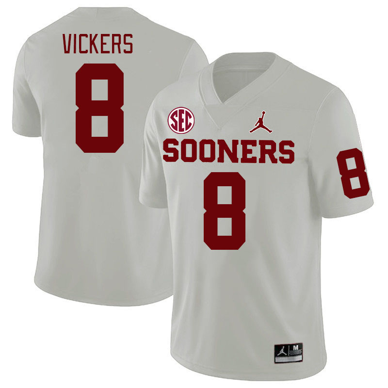 Men #8 Makari Vickers Oklahoma Sooners 2024 SEC Conference College Football Jerseys-White